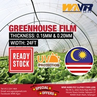 Goods in stock Plastik UV Greenhouse Film 24FT WIDTH LEBAR 0.15MM (150 MICRON) &amp; 0.20MM (200 MICRON) Rumah Pelindung Huj
