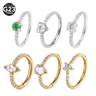 G23 Titanium Alloy 8/10mm Nose Jewelry Inlaid Zircon Piercing Nose Ring Closing Ring 14G/H12.18
