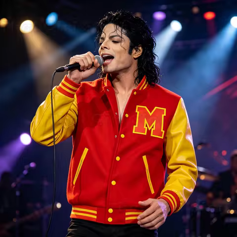 Michael Scary Night Red Leather Jacket Halloween Michael Jackson Cosplay Varsity Jacket Red Yellow C