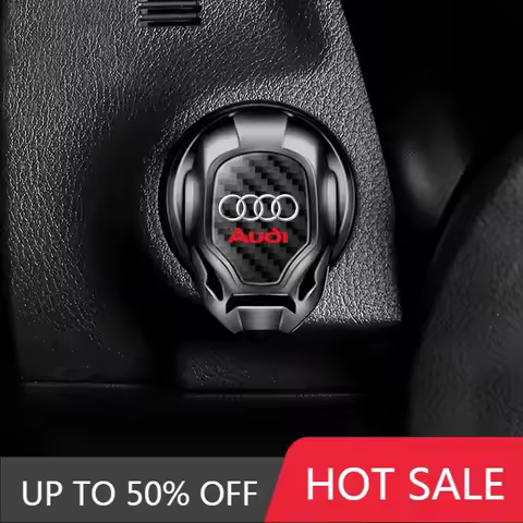 1Pcs Car Emblems One-button Ignition Switch Protection Cover For Audi A4 A3 A5 A6 A7 A8 Q3 Q5 Q7 Q8 