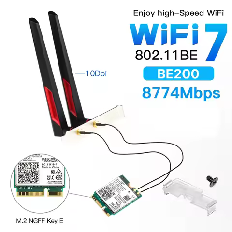WiFi 7 for Intel BE200 M.2 Card Bluetooth 5.4 BE200NGW 2.4/5/6GHz Wireless Adapter Network Card with
