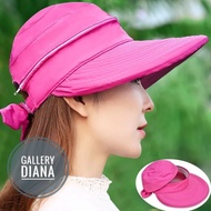 Women's hat Women's Beach Hat Wide Anti-Uv Zipper Ribbon Butterfly Hat Lth Bee - Rose red Z1E9 LATES