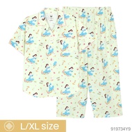 Josilins ชุดนอน ผู้หญิง ลิขสิทธิ์ ดิสนีย์ Disney Princess เจ้าหญิง เสื้อคอปก แขนสั้น ขายาว ผ้าวูเว่น