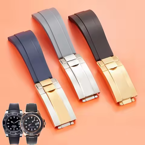 20mm Nature Soft Silicone Rubber Watchband For Rolex Watch Strap Daytona Submariner GMT OYSTERFLEX B