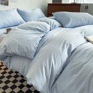 Alls Wonderland ชุดผ้าวาฟเฟิล4IN1คอตตอนซักชุดเครื่องนอนจาก ของ ผ้าปูเตียงแบบพอดีธรรมดาพร้อมชุดผ้านวมคลุมเตียง