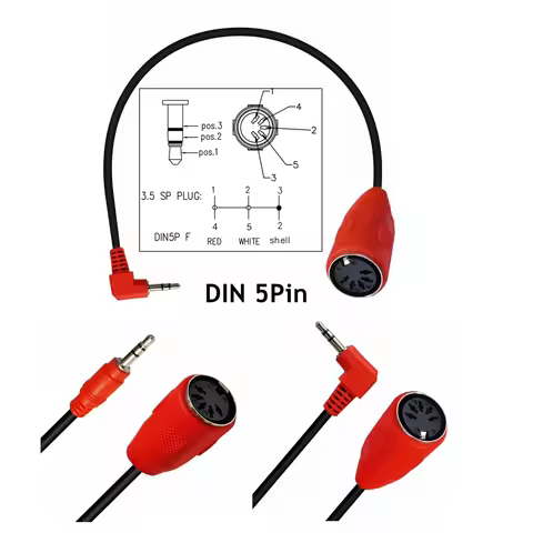 MIDI DIN 5pin To TRS 90 Degree Elbow 3.5 Mm 3.5mm Public To DIN 5P Male Audio Plug To MIDI Audio Ada