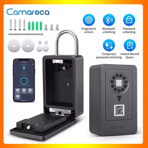 Camaroca Smart Key Safe Box Fingerprint Storage Lock Key 6 Digital Password Code Waterproof Security