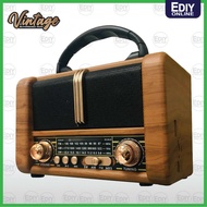 Vintage Rechargeable Radio Strong FM Receiver Wireless Bluetooth Speaker USB TF Mp3 TWS wood wooden 