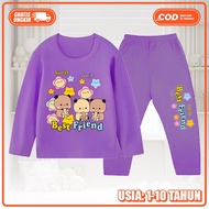 Baju Tidur Piyama Best Friend Stelan Panjang Anak Laki Laki Dan Perempuan Usia 1-10thun KS-1802