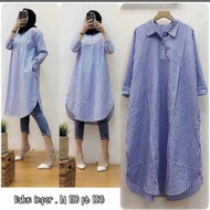 KEMEJA Best Selling Women's Striped Tunic Shirt biru 798 - Blue 798, L