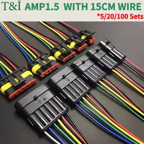 5/20/100 Sets 1-6 Pin DJ7021-1.5-11/21 AMP 1.5 Connector 282104-1 282080-1 Waterproof Connector,Male