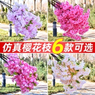 bunga hiasan pokok hiasan dalam rumah Cawangan bunga sakura tiruan, pokok bunga sakura, kain sutera 