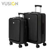 Vusign กระเป๋าเดินทางล้อลาก กระเป๋าเดินทางเฟรมซิป 20 / 24 นิ้ว มีช่องชาร์จ USB มีที่วางแก้ว Suitcase