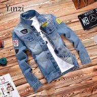 YINZI Denim Jacket for Men Spring Autumn Denim Coat Mens Jean Jacket Blouse Male Denim Jackets