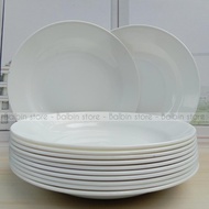 Fungsional 1 LUSIN PIRING MAKAN 9" PUTIH SEMI MELAMIN SSJ PLASTIK WARE