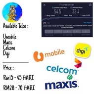 iOS & Android • DiGi • Maxis • Umobile • Celcom • UNLIMITED DATA & HOTSPOT