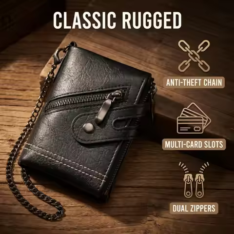 Lightweight and Minimalist Men's Chain Wallet, Detachable Anti-Theft Chain Wallet, Portable Multi-Ca