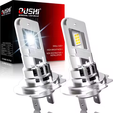 OUSHI 2pcs H7 Car Led Headlight Bulb Super Bright 6000K White H7 Bulb High Power No Adapter Required