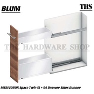 BLUM MERIVOBOX Space Twin S1 + S4 Drawer Runner Set (Silk White &amp; Orion Grey) -Size 450mm &amp; 500mm