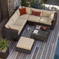 【Need To Contact Customer Service For Customization】 Outdoor Rattan Chair Sofa Coffee Table Combinat