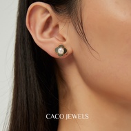 CACO 3A Premium Freshwater Pearl Clover Earrings 14K Gold Plated 925 Silver Abalone Shell "Kaia (Stu