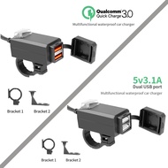 ซ็อกเก็ตสำหรับแต่งมอเตอร์ไซค์,อะแดปเตอร์ชาร์จไฟพอร์ต USB คู่3.0 12V 24V QC 3.1A