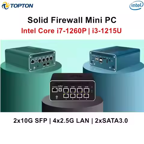 Topton X8 Firewall Mini PC Intel 2x10G SFP i7 1260P i5 1235U i3 1215U 8505 8x2.5G LAN 2xSATA Home Se