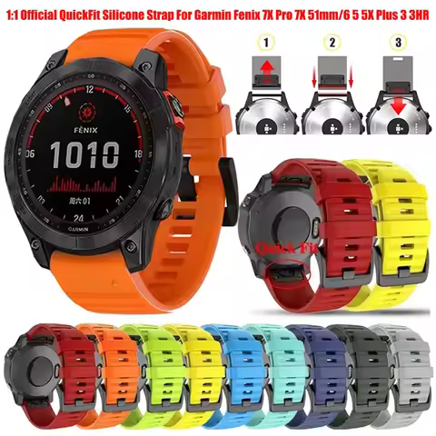 1:1 Official QuickFit Silicone Strap For Garmin Fenix 7X Pro 7X 7 Solar/6X 6 Pro 5 5X Plus 3 3HR Ban