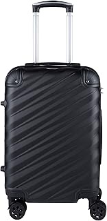 Trolley Travel Suitcase - Hand Luggage Suitcase - 54 x 21 x 35 cm - 4 Wheels - with TSA Lock - Black