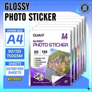 Quaff Photo Sticker Paper 90Gsm & 135Gsm Glossy A4 Glossy Paper A4 Glossy Photo Paper A4 Photo Paper