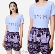 กางเกงขาสั้น กางเกงขาสั้นลายช้าง กางเกงลายช้าง Elephant pants Thai pants Shorts