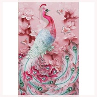 Diy Lukisan Diamond 5d Dengan Gambar Burung Merak Warna Pink Untuk