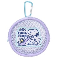 Snoopy Mesh Pouch Mini Round Transparent Cosmetic Mesh Coin Purse + Carabiner Transparent Pouch Mesh