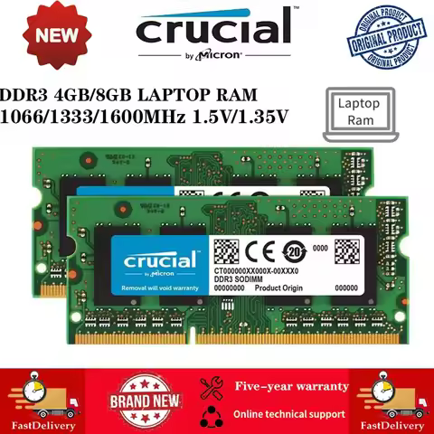 Crucial Laptop RAM ddr3 ddr3l 8gb 4gb 2gb 16GB 1600mhz 1333mhz 1066mhz SODIMM Memory PC3-12800S PC3L