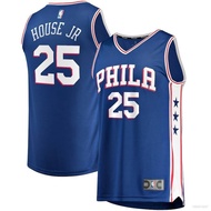 Jualan Panas 22-23 NBA Jersey 76ers No. 76 25 House JR Baju Bola Keranjang Jaket Sukan Saiz Besar Ed