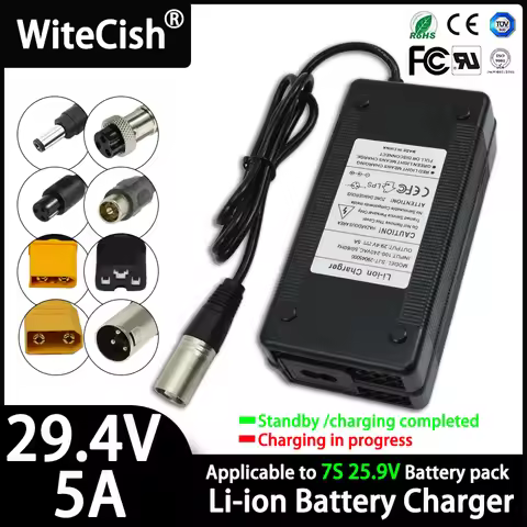 29.4V 5A 8A Lithium Battery Wheelchair Fast Charger For 24V/25.2V/25.9V 7Series Li-ion battery pack 