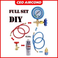 CEOapt Gas Aircond Kereta R134a Refrigerant Car Aircond Servis DIY SET Top Up Gas Tambah Gas R134a