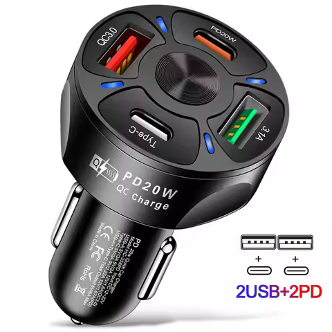 Dual USB C PD 20W Car Charger Fast Charging PD Quick Charge 3.0 USB C Car Phone Charger Adapter For 