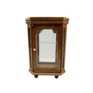 微型展示櫃背玻璃六角圓腳木玻璃櫃