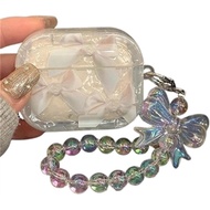 for AirPods Pro 2nd Generation Case,Clear Cute Bow Pattern,Shiny Sea Shell Gloss Design for Ladies G