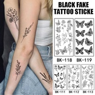 Sketch Flowers Rose Flowers Black And White Flowers Tattoo Waterproof Stickers Tattoo Stickers O2f2