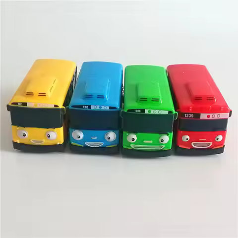 4pcs/set Tayo the little bus Korean Amine oyuncak araba car model mini plastic pull back tayo bus fo