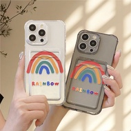 Soft silicone Material cute rainbow phone Case can be put on a card Casing For Realme Note 60 60x 50