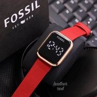 Jam tangan wanita Fashion Fossil LED Digital kulit Free box dan baterai cadangan