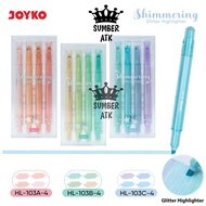 Joyko HL-103 Shimmering Colored Marker Highlighter Set of 4 Glitter Glitter Highlighter