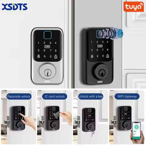 XSDTS Entry Smart Door Lock IC Card Key/Password/Fingerprint Tuya Smartlife APP Unlock Front Door Sm