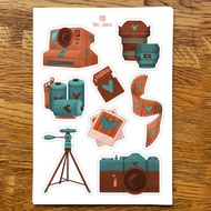 復古貼紙/相機、三腳架、鏡頭、隨身碟/攝影師貼紙