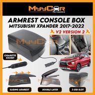 🔥READY STOCK🔥 V2 Version 2 Mitsubishi XPANDER Centre Console Box PVC Armrest Double Layers USB LED A