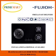 FUJIOH FH-GS5030 SVGL BLACK GLASS GAS HOB WITH 3 DIFFERENT BURNER SIZE - 1 YEAR FUJIOH WARRANTY + FREE DELIVERY