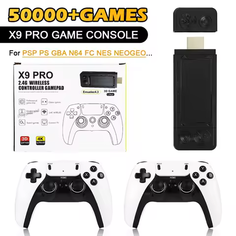 NEW X9 PRO Retro 4K 3D Game Stick TVHD Video Game Console For PS1/PSP/SFC/N64 Emulators 64G 128G 256